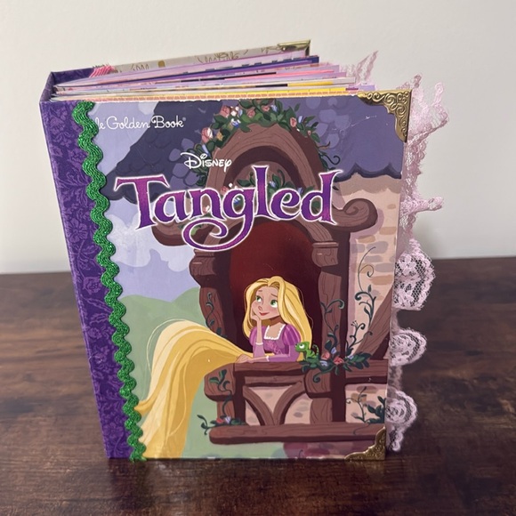 Disney Tangled Little Golden Book Junk Journal Rapunzel Handmade Gift - Picture 1 of 17
